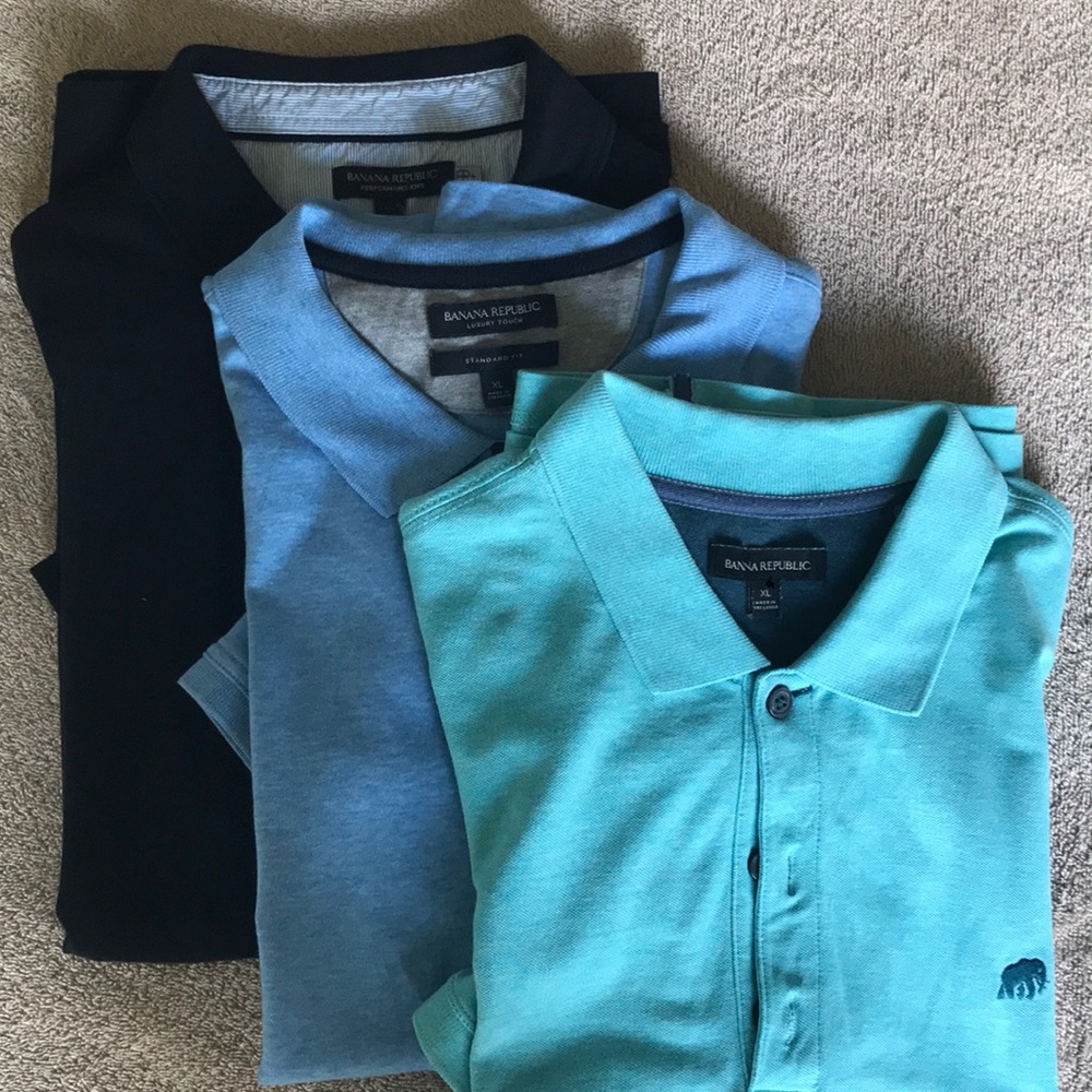 THREE Banana Republic polo shirts XL